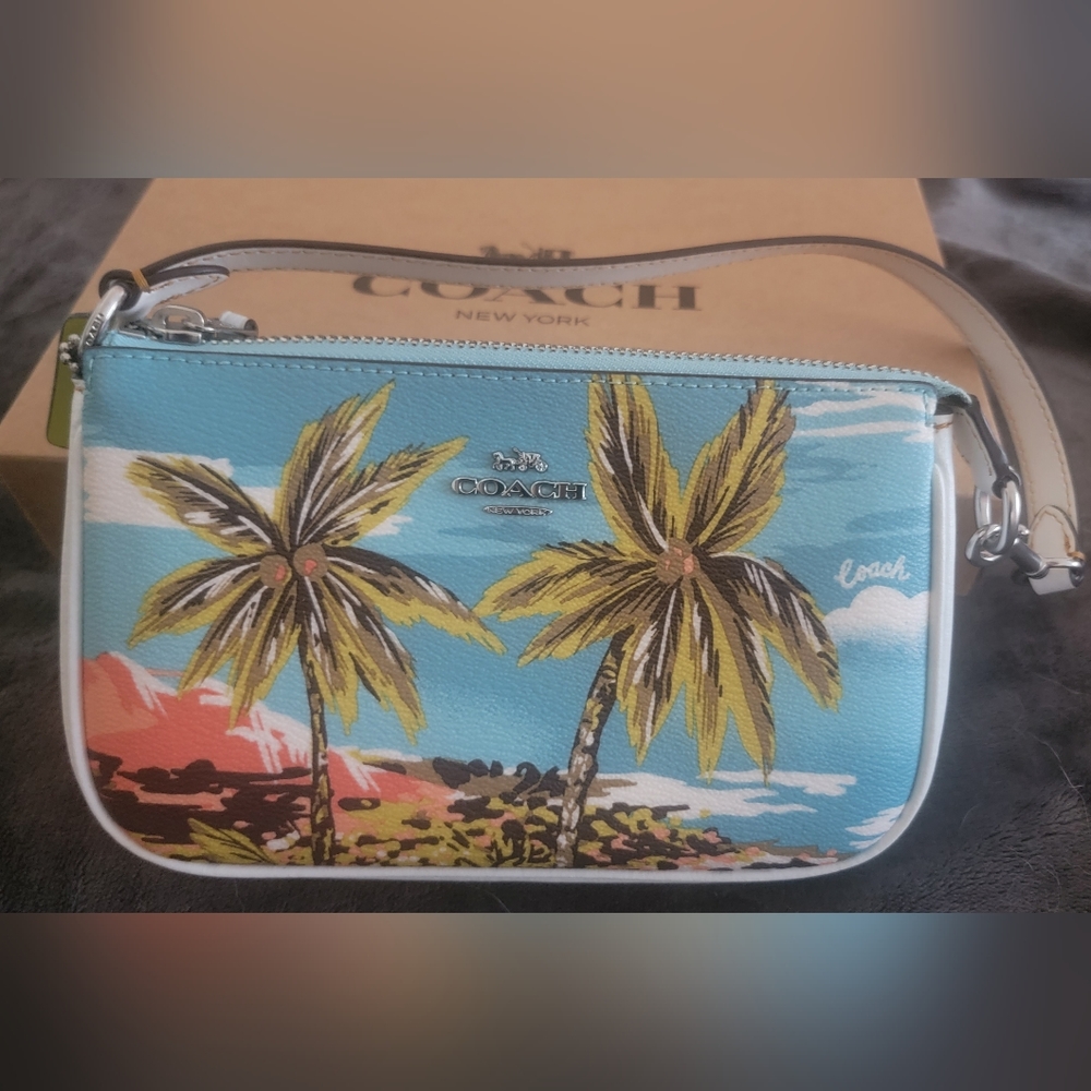 COACH Resort Beach Scene Wristlet and Key Fob